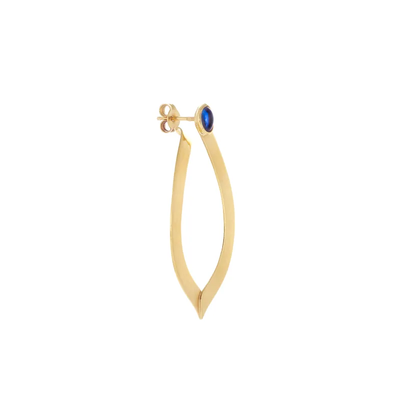 Marcolino Yellow Gold Earrings with Blue Stone 200193