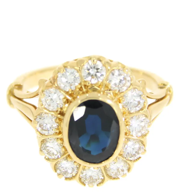 Marcolino Anel O.A. com Brilhantes e Safira OANA18345