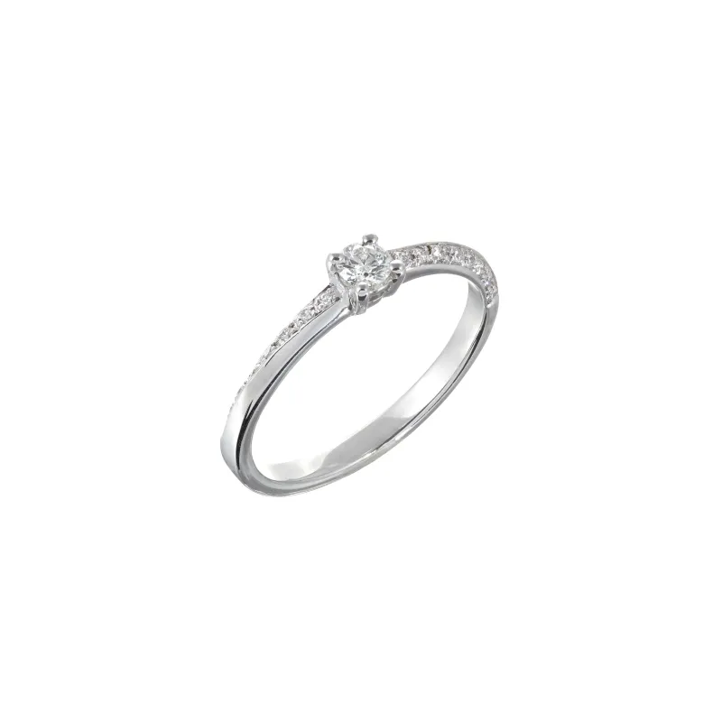 Marcolino Anel Ouro Branco com Diamantes AN202303