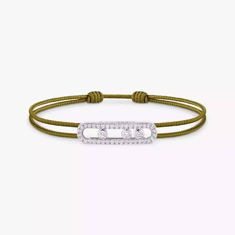 Messika MESSIKA CARE(s) Diamond Pavé Khaki Cord Bracelet White Gold PU.14100.WG