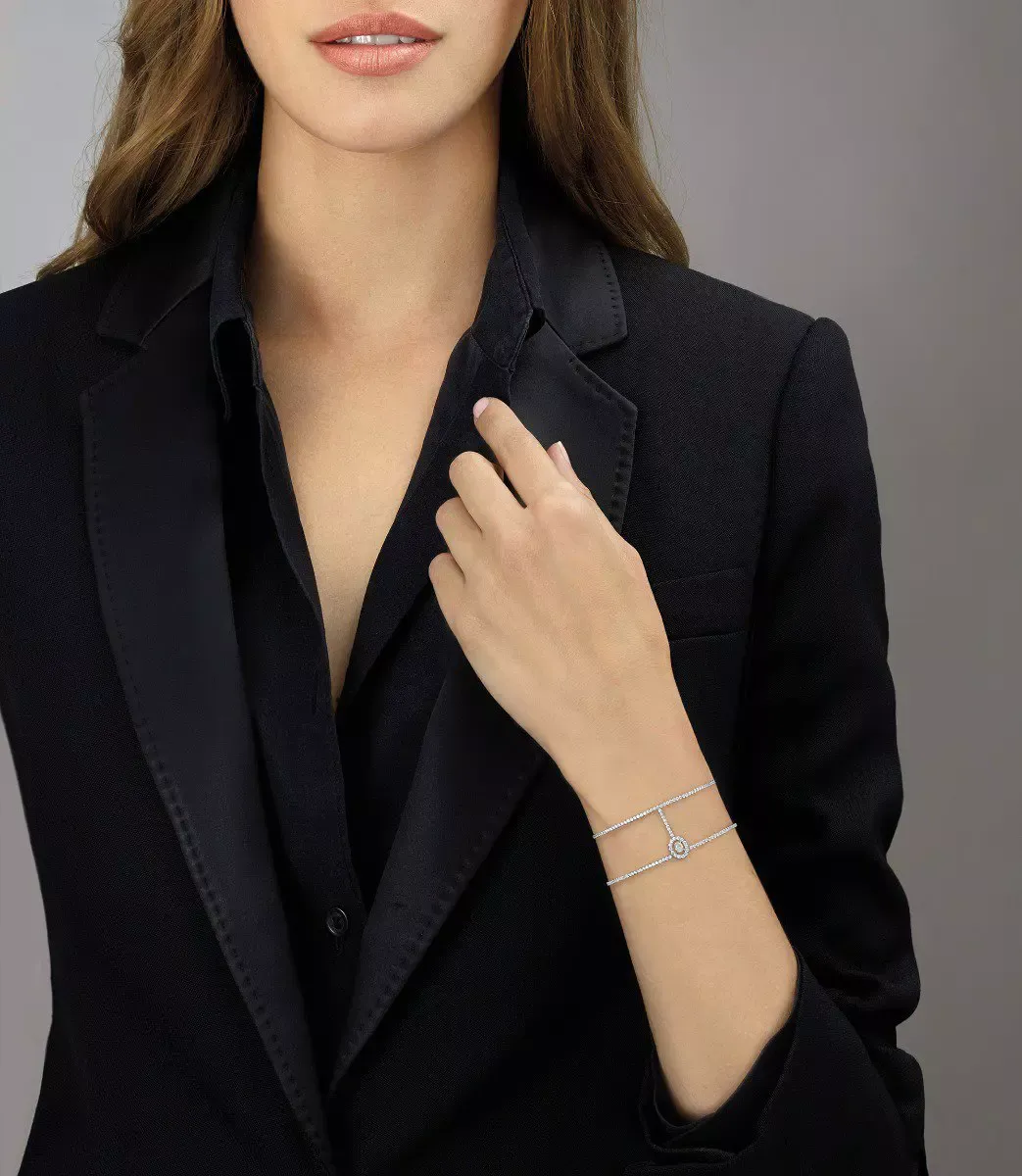 Image White Gold Diamond Pavé Cuff Bracelet Glam´Azone Skinny