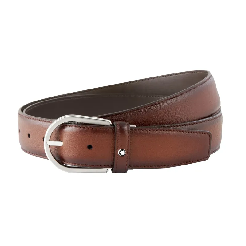 Montblanc Horseshoe buckle brown 35 mm leather belt 118413