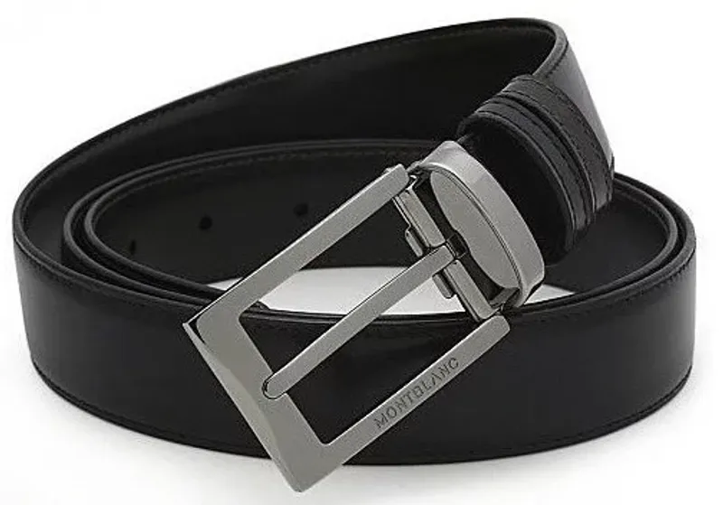 Montblanc Belt Ellipse Tuthenium Shiny Pin Reversible Calf 105080