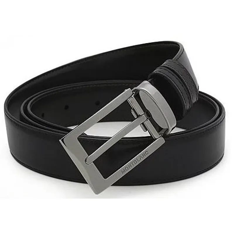 Montblanc Belt Ellipse Tuthenium Shiny Pin Reversible Calf 105080