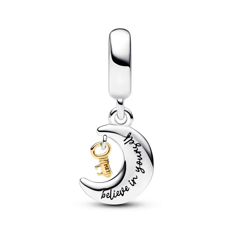 Pandora Moon and key sterling silver and 14k gold-plated dangle with 762985C01