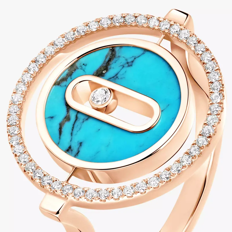 Messika Lucky Move Diamond Ring in Pink Gold and Turquoise MEK33AN12098PG53