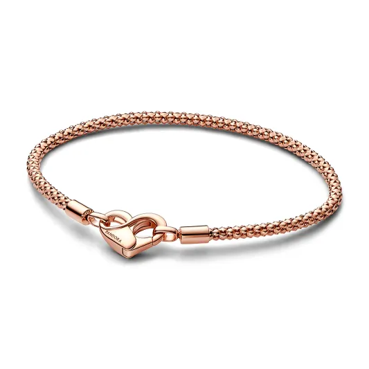 Pandora Studded chain 14k rose gold-plated bracelet with heart clasp 582731C00-17