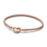 Studded chain 14k rose gold-plated bracelet with heart clasp 582731C00-17