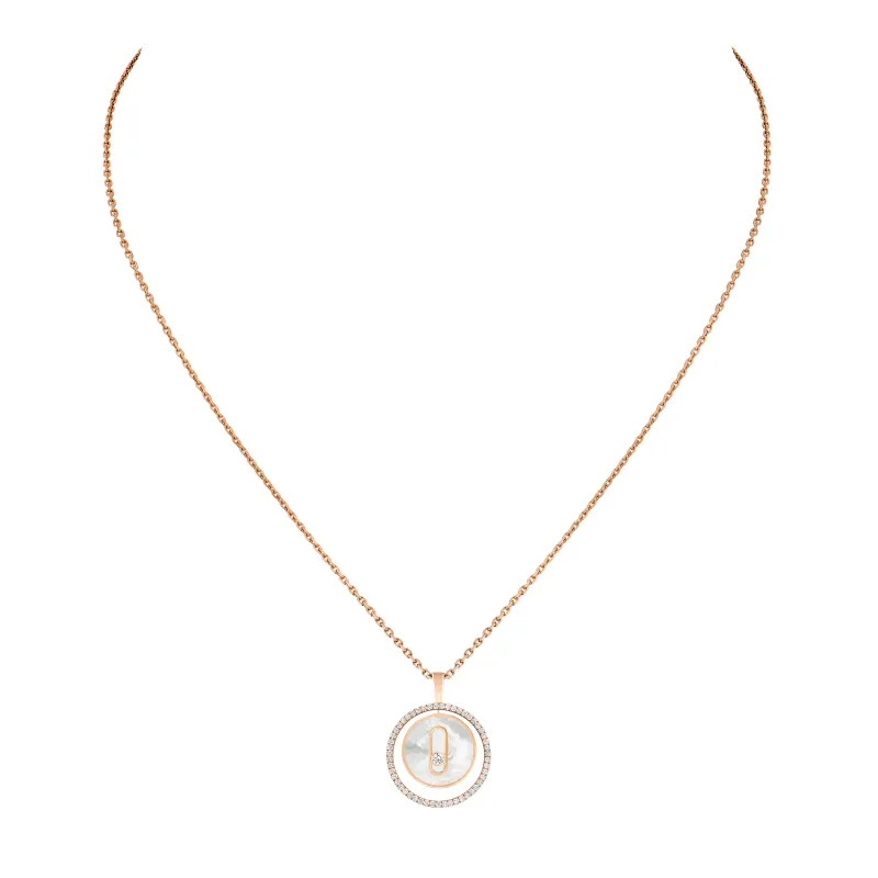 Messika Lucky Move Diamond Necklace in Pink Gold and White Mother-o MEK33FI11650PG