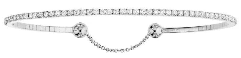 Messika Pulseira Skinny Ouro Branco com Diamantes MEK.13.PU.6097.WG