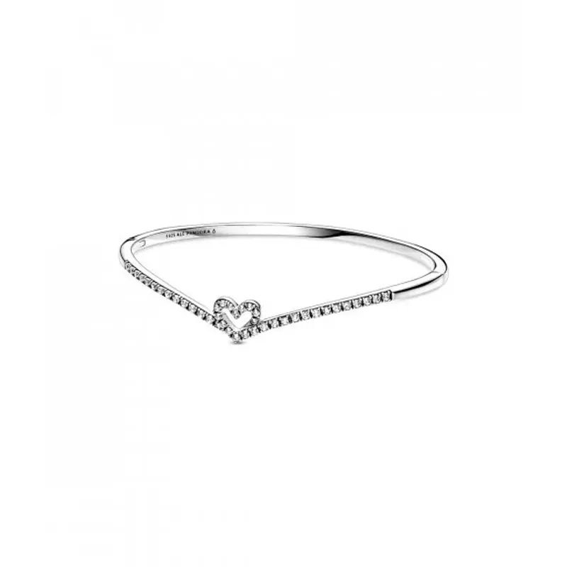 Pandora Bangle Sparkling Wishbone Heart 599297C01-3