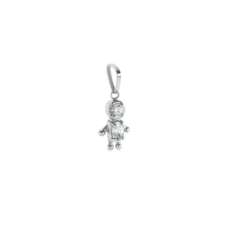 One Energy Boy Crystal Silver Charm OJEBC725