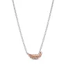 Feather sterling silver and 14k rose gold-plated collier 382575C01-45