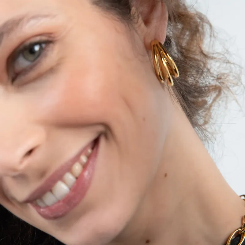 One Lady´s Luminous Triple Gold Earing OJLE02G