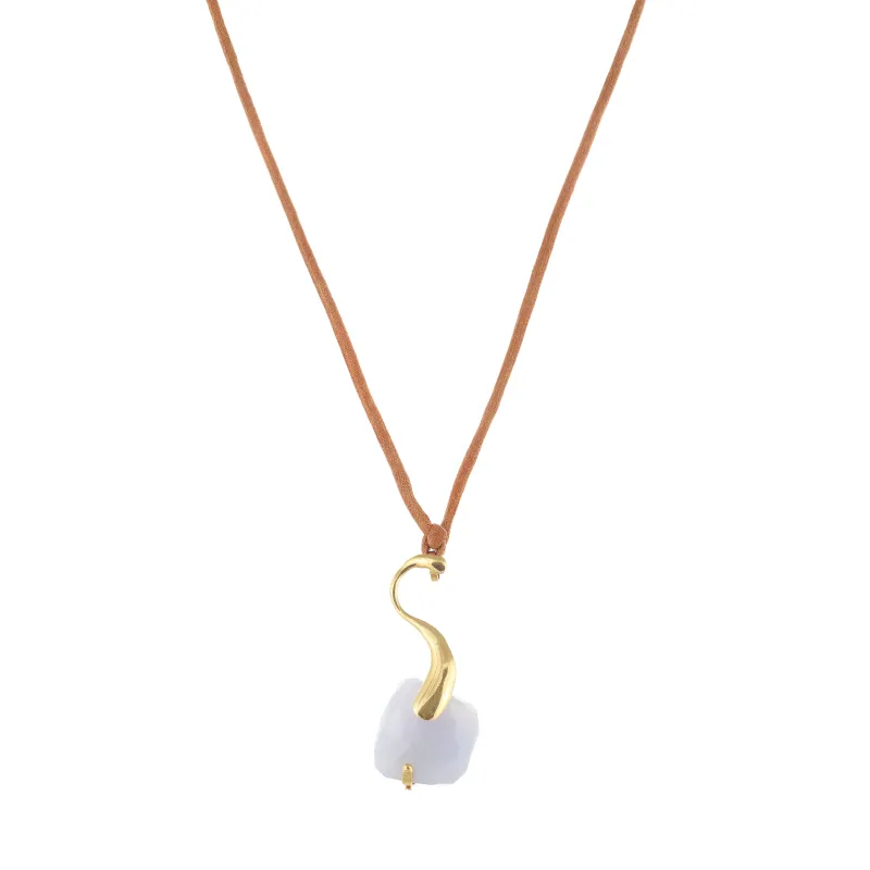 Marcolino Colar Calcedonio Azul Ouro Amarelo RJCL4147