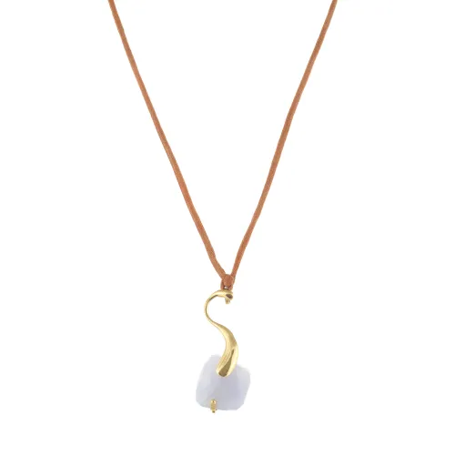 Colar Calcedonio Azul Ouro Amarelo                          