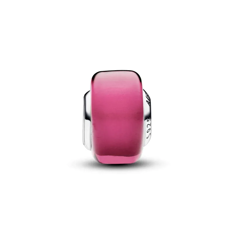 Pandora Sterling silver charm with pink Murano glass 793107C00