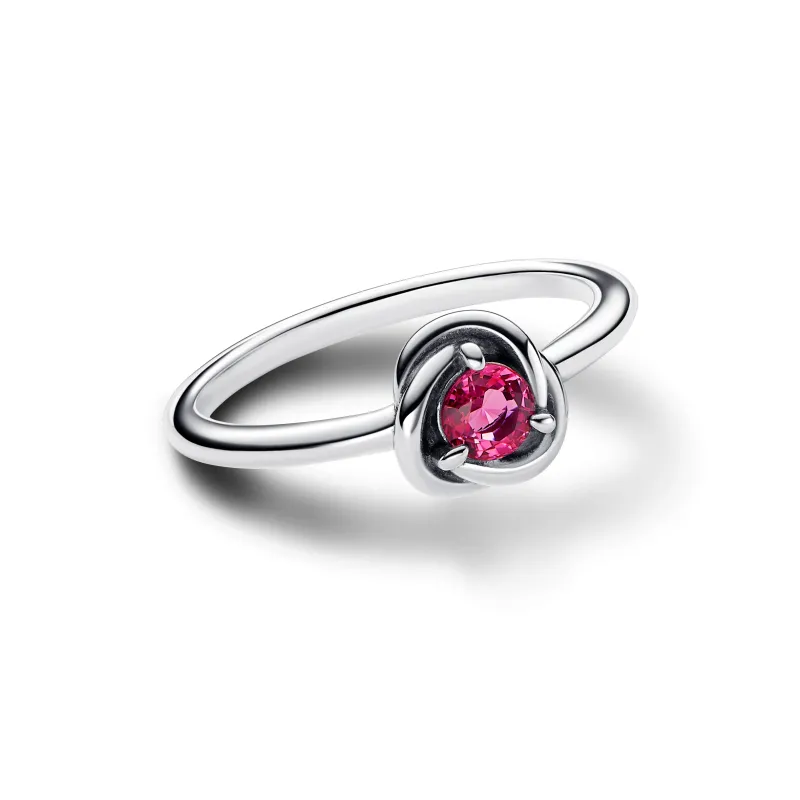 Pandora Sterling silver ring with phlox pink crystal 192993C10-52