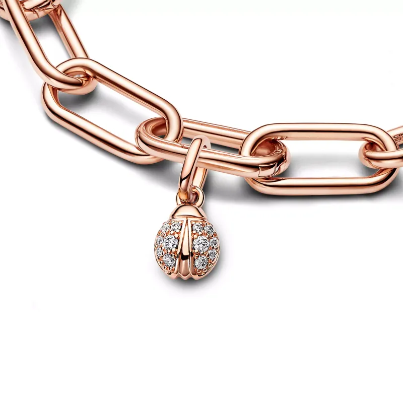 Pandora Ladybird 14k rose gold-plated mini dangle with clear cubic z 783043C01