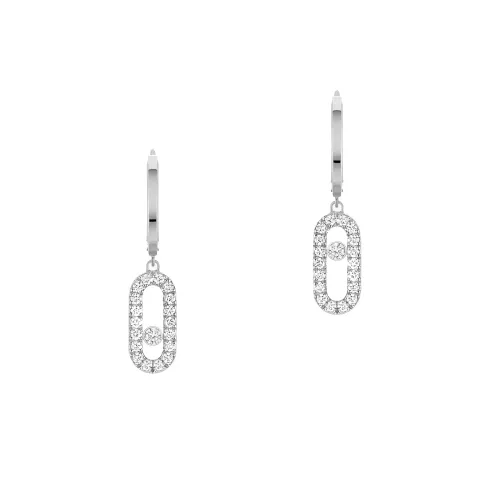 Brincos Move Uno Hoop Ouro Branco com Diamantes