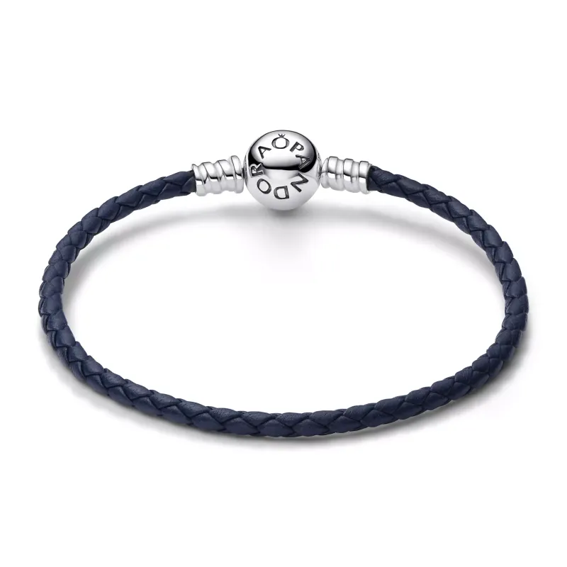 Pandora Blue leather bracelet with sterling silver clasp 592790C01-S2