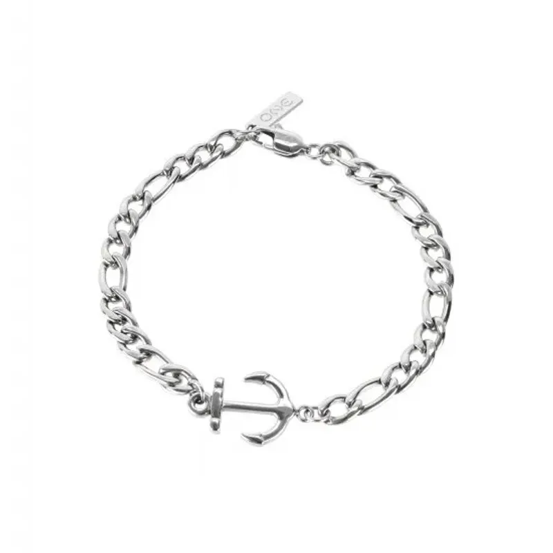 One Pulseira Men Anchor Steel OAMB3219SS
