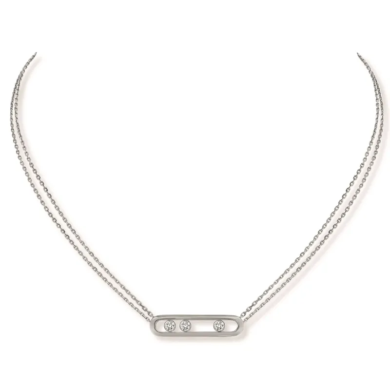 Messika Colar Move Classique Ouro Branco com Diamantes MEK.01.FI.3997.WG