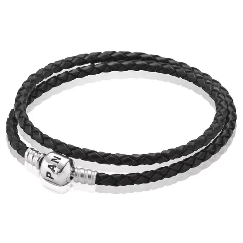 Pandora Pulseira De Couro Dbl 3G 590705CBK-D2