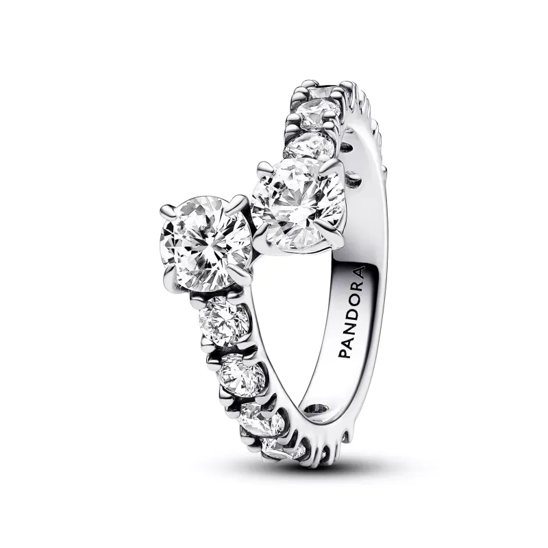 Pandora Anel Sparkling Overlapping Band 193149C01-56