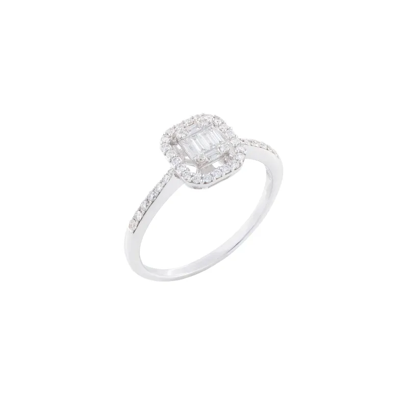 Marcolino Anel Ouro Branco com Diamantes 97343