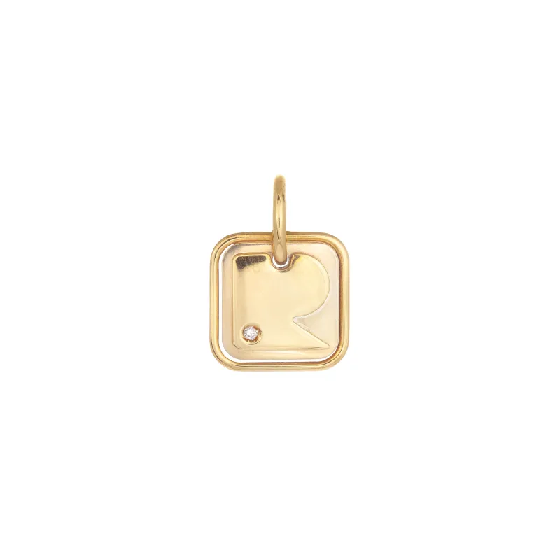 Marcolino Medalha Letra Ouro Bicolor com Diamantes 201666