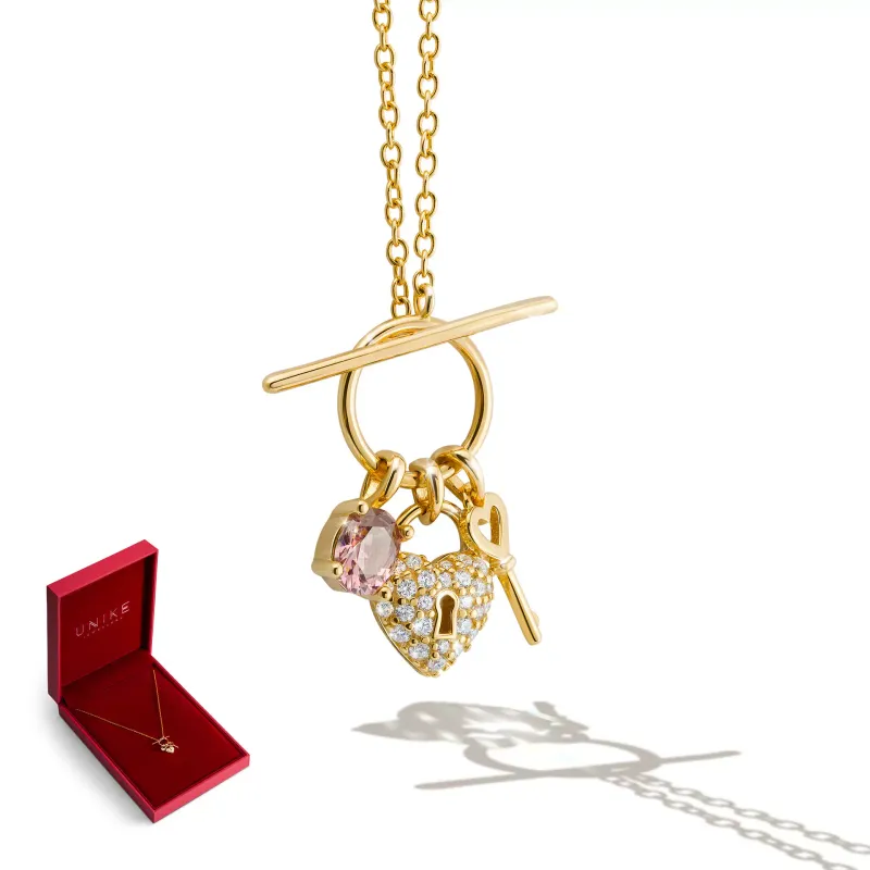 Unike Colar Valentines Key and Heart Golden UK.CL.JT0024.00.00
