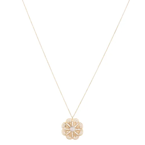 Colar Ouro Rosa com Diamantes