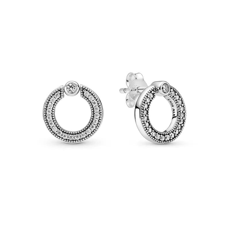 Pandora Brincos reversíveis Pavé & Logo Circle 299486C01