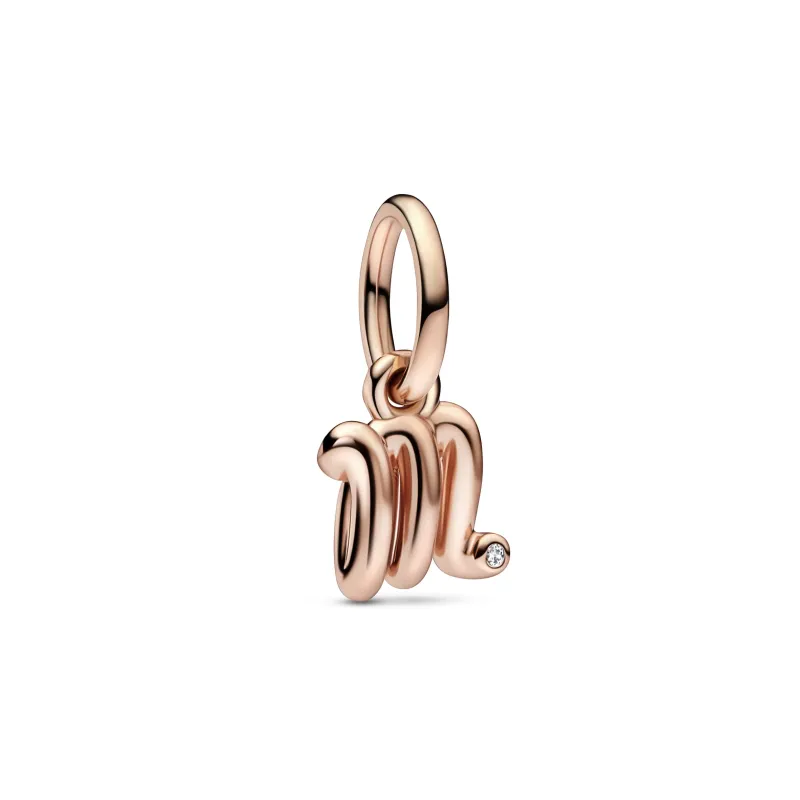 Pandora Letter m 14k rose gold-plated dangle with clear cubic zircon 782474C01