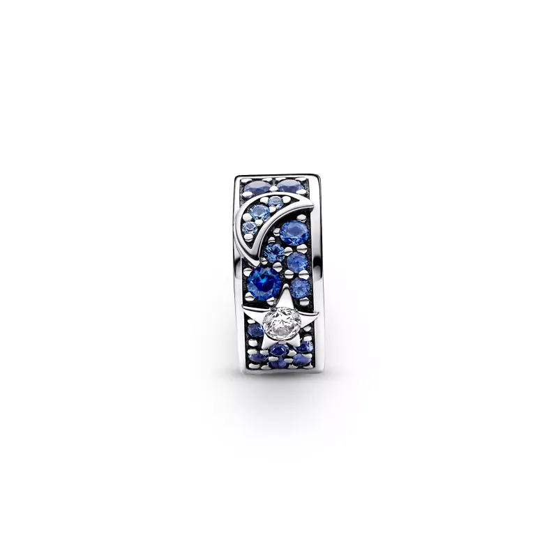 Pandora Celestial sterling silver clip with royal blue crystal, nigh 792681C01