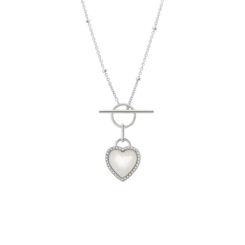 Unike Heart Mother of Pearl Silver Necklace UK.CL.1204.0283