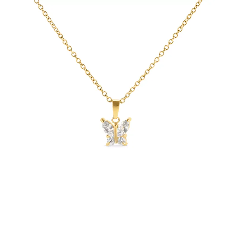 One Butterfly Crystal Necklace OJBN03G
