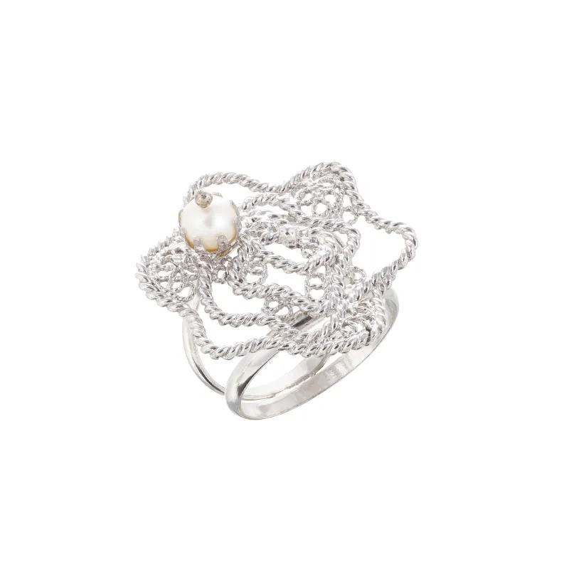 Marcolino Anel Filigrana em Prata com Perola 01AN-PB0142P