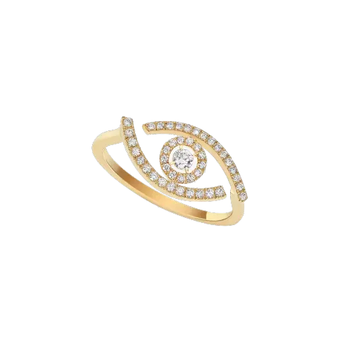 Image Yellow Gold Pavé Diamond Ring Lucky Eye