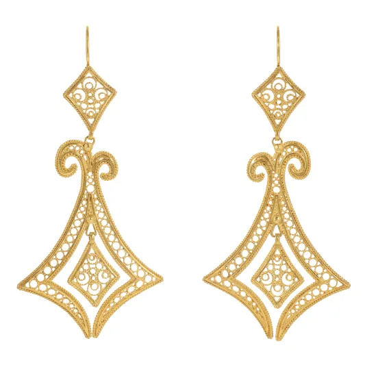 Marcolino Yellow Gold Filigree Earrings 03BR-OA1008-136